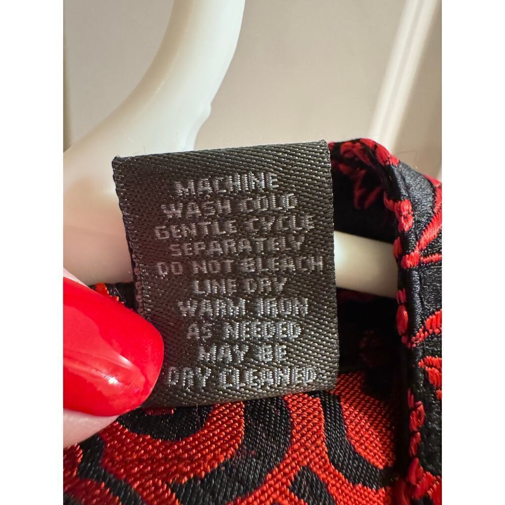 Chico's Additions Red Black Design Textured Button Up Jacket Sz 3 (XL) - Picture 5 of 8
